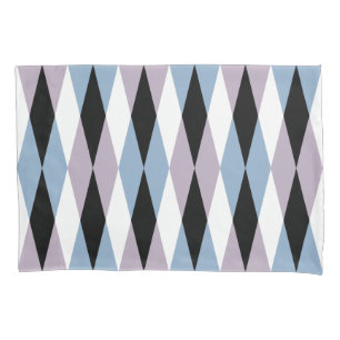 Harlequin Diamond Pattern - Blue and Dusty Lilac Pillowcase