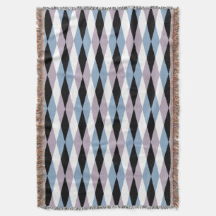 Harlequin Diamond Pattern - Blue and Dusty Lilac Throw Blanket