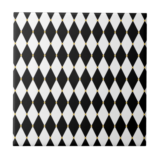 Harlequin Diamond Pattern Ceramic Tile (Front)