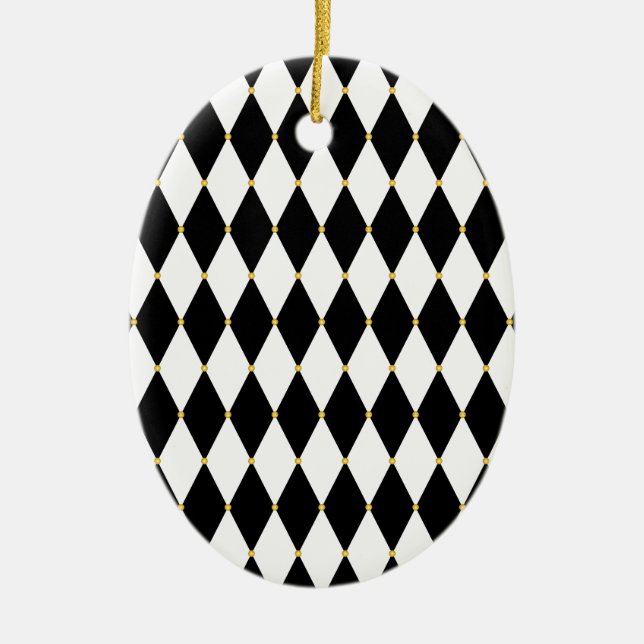 Harlequin Diamond Pattern Ceramic Tree Decoration (Front)