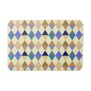 Harlequin / diamond pattern - Cream and Blue Bath Mat