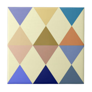 Harlequin / diamond pattern - Cream and Blue Ceramic Tile
