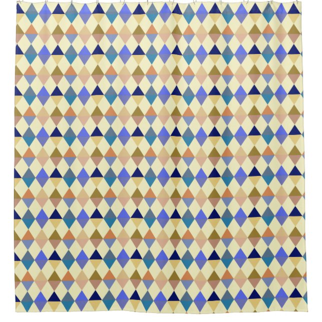 Harlequin / diamond pattern - Cream and Blue Shower Curtain (Front)