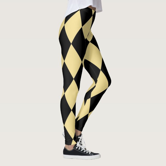 Harlequin ~ Diamond Pattern ~ Cream & Black~ Leggings (Right)