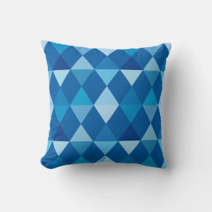 Harlequin / diamond pattern - Denim Blues Cushion