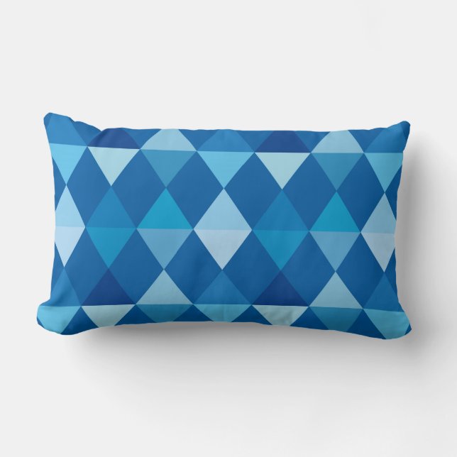 Harlequin / diamond pattern - Denim Blues Lumbar Cushion (Front)
