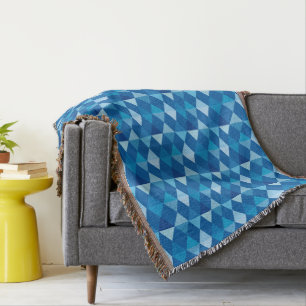 Harlequin / diamond pattern - Denim Blues Throw Blanket