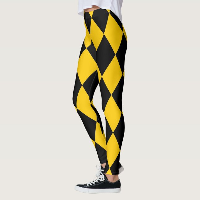 Harlequin ~ Diamond Pattern ~ Gold & Black ~ Leggings (Left)