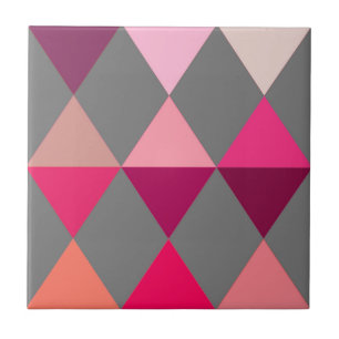 Harlequin / diamond pattern - Grey and Wine Ceramic Tile