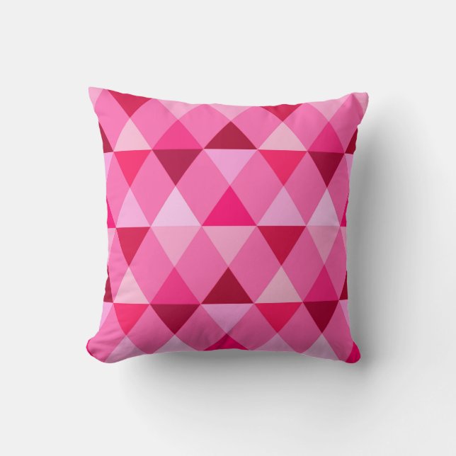 Harlequin / diamond pattern - Rose Pink & Wine Cushion (Front)