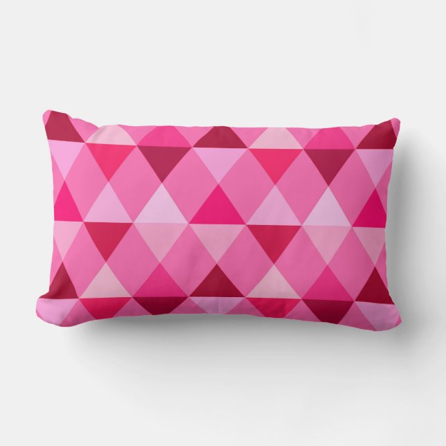 Harlequin / diamond pattern - Rose Pink & Wine Lumbar Cushion (Front)
