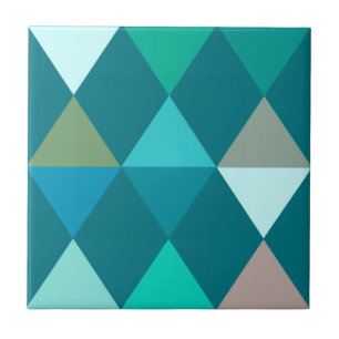 Harlequin / diamond pattern - Teal and Aqua Ceramic Tile