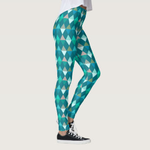 Harlequin / diamond pattern - Teal and Aqua Leggings