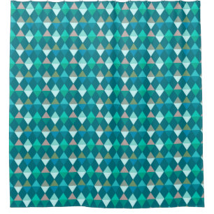 Harlequin / diamond pattern - Teal and Aqua Shower Curtain