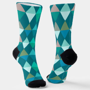 Harlequin / diamond pattern - Teal and Aqua Socks
