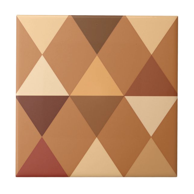 Harlequin / diamond pattern - Terracotta & brown Ceramic Tile (Front)