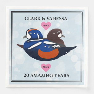 Harlequin Ducks Lovebirds Any Anniversary Year Napkin