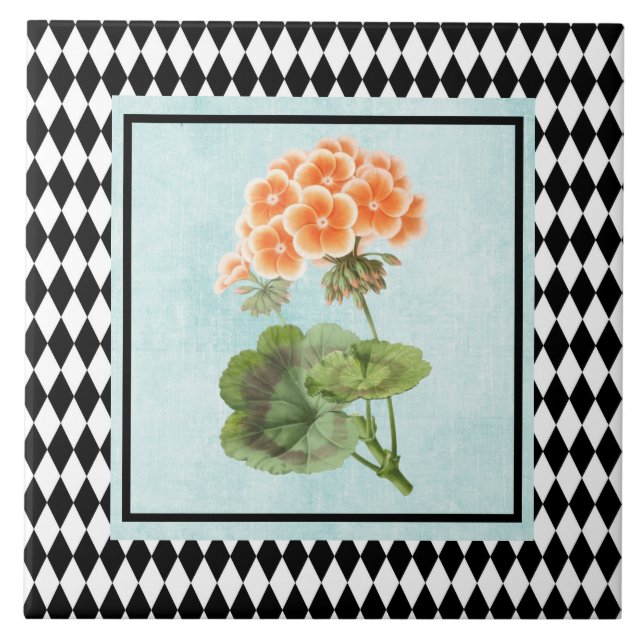Harlequin Framed Geranium Botanical  Ceramic Tile (Front)
