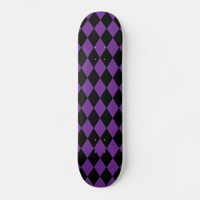 Harlequin Grape and Black Skateboard (Front)