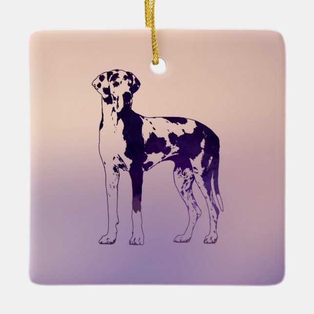 Harlequin Great Dane Ceramic Ornament (Front)