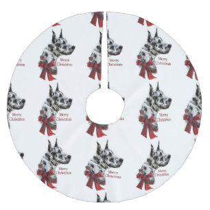 Harlequin Great Dane Christmas Brushed Polyester Tree Skirt
