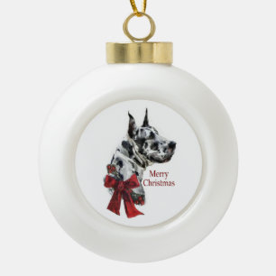 Harlequin Great Dane Christmas Ceramic Ball Christmas Ornament