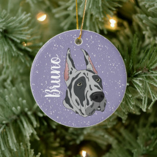 Harlequin Great Dane Christmas Ceramic Ornament