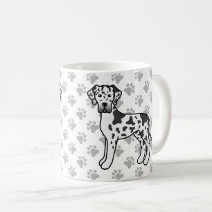 Harlequin Great Dane Cute Cartoon Dog Coffee Mug