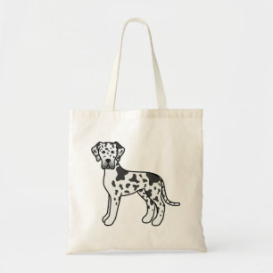Harlequin Great Dane Dog Cartoon Drawing Tote Bag