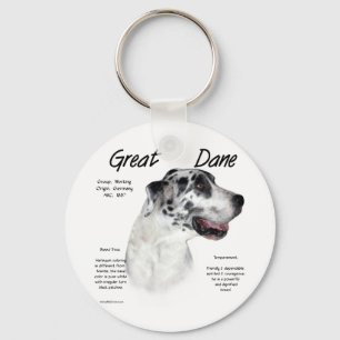 Harlequin Great Dane History Design Key Ring
