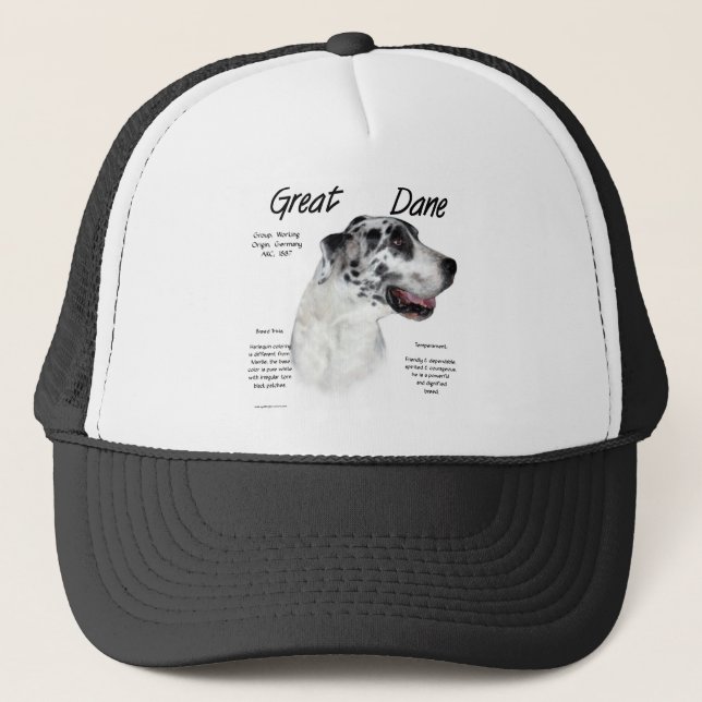 Harlequin Great Dane History Design Trucker Hat (Front)