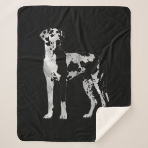 Harlequin Great Dane  -pearl and silver Sherpa Blanket