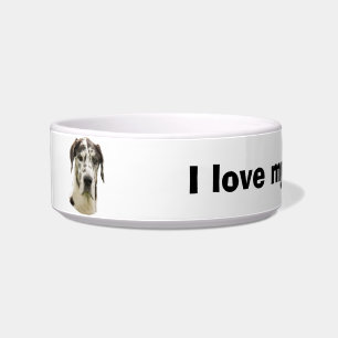 Harlequin Great Dane Pet Portrait Bowl