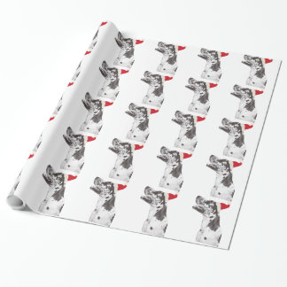 Harlequin Great Dane Santa Hat Wrapping Paper
