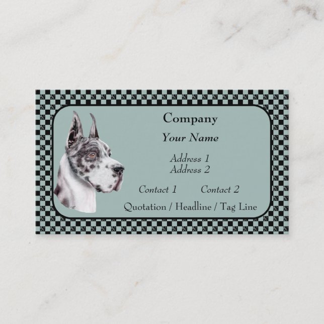 Harlequin Great Dane Show Colours Business Cards (Front)