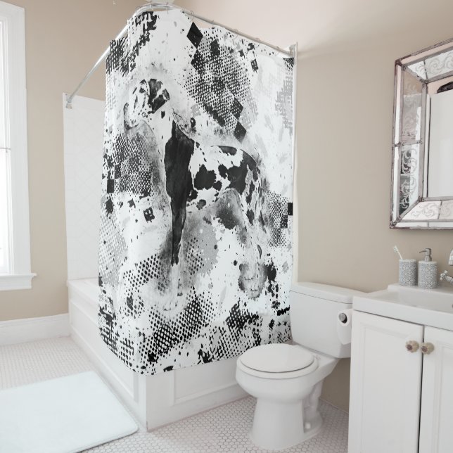 Harlequin Great Dane Shower Curtain (In Situ)