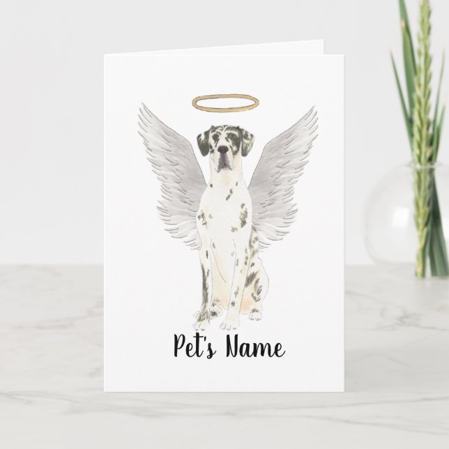 Harlequin Great Dane Sympathy Memorial Card (Front)