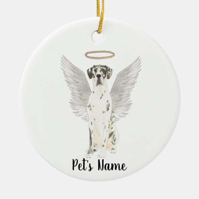 Harlequin Great Dane Sympathy Memorial Ceramic Ornament (Front)