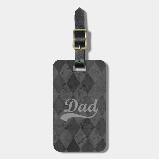Harlequin Grey Shades Dad Luggage Tag (Front Vertical)