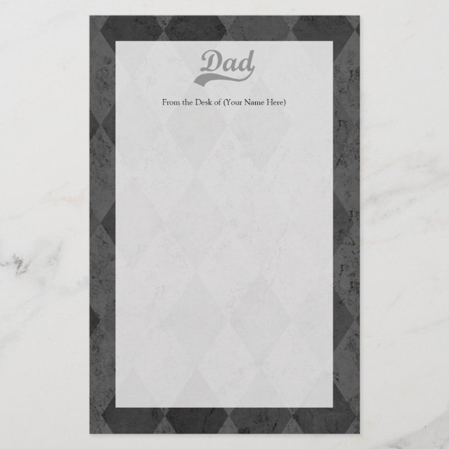 Harlequin Grey Shades Dad Stationery (Front)