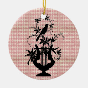 Harlequin Harp Bird Silhouette Ornament