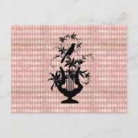 Harlequin Harp Bird Silhouette Postcard