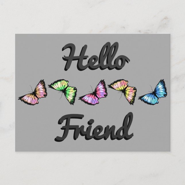 "Harlequin" (Hello Friend) Postcard (Front)