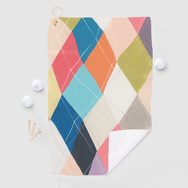 Harlequin Hopscotch - Argyle Pattern Golf Towel (InSitu)