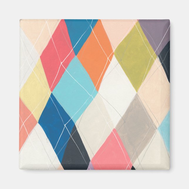 Harlequin Hopscotch - Argyle Pattern Magnet (Front)