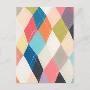 Harlequin Hopscotch - Argyle Pattern Postcard