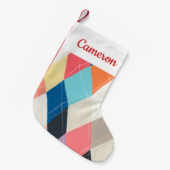 Harlequin Hopscotch - Argyle Pattern Small Christmas Stocking (Front (Hanging))