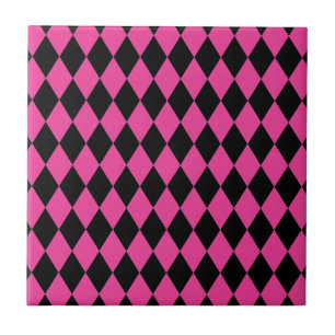 Harlequin Hot Pink and Black Ceramic Tile