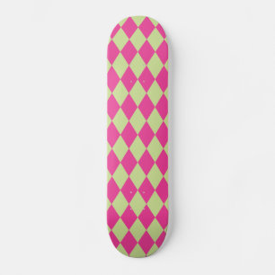 Harlequin Hot Pink and Mint Skateboard