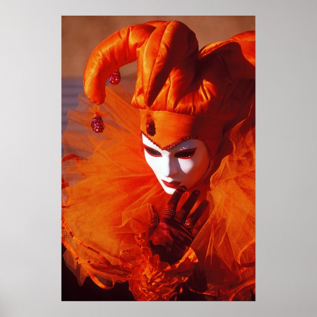 Harlequin in Orange at the Carnival of Venice Poster (Front)